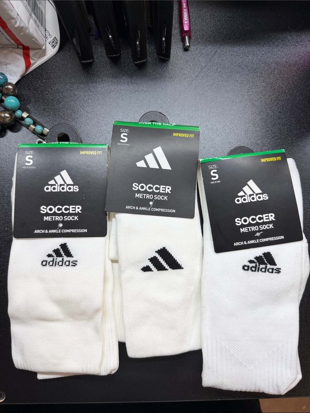 Unisex Size Medium 13C-‎ 4Y Adidas Metro Soccer Socks Lot of 3  over The Calf